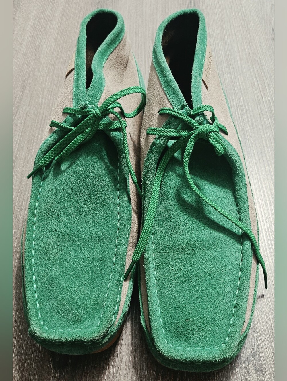 Mens British Collection Walkers New Castle 2 Suede Combo Green/Beige size 10.5